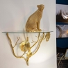 Gouden metalen wandplank met glazen legbord Tisty Verkoop
