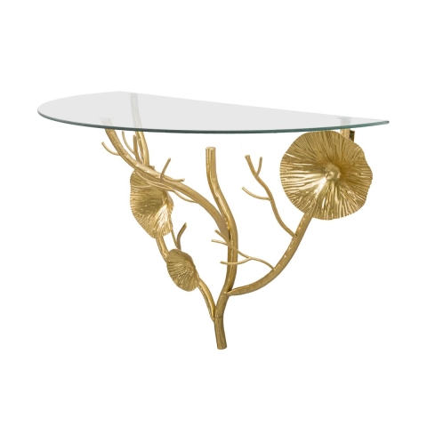 Gouden metalen wandplank met glazen legbord Tisty Aanbieding