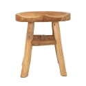 Handgemaakte houten teak kruk in etnisch rustieke stijl Sel Aanbod