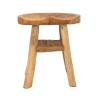 Handgemaakte houten teak kruk in etnisch rustieke stijl Sel Aanbod