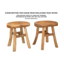 Handgemaakte houten teak kruk in etnisch rustieke stijl Sel Model
