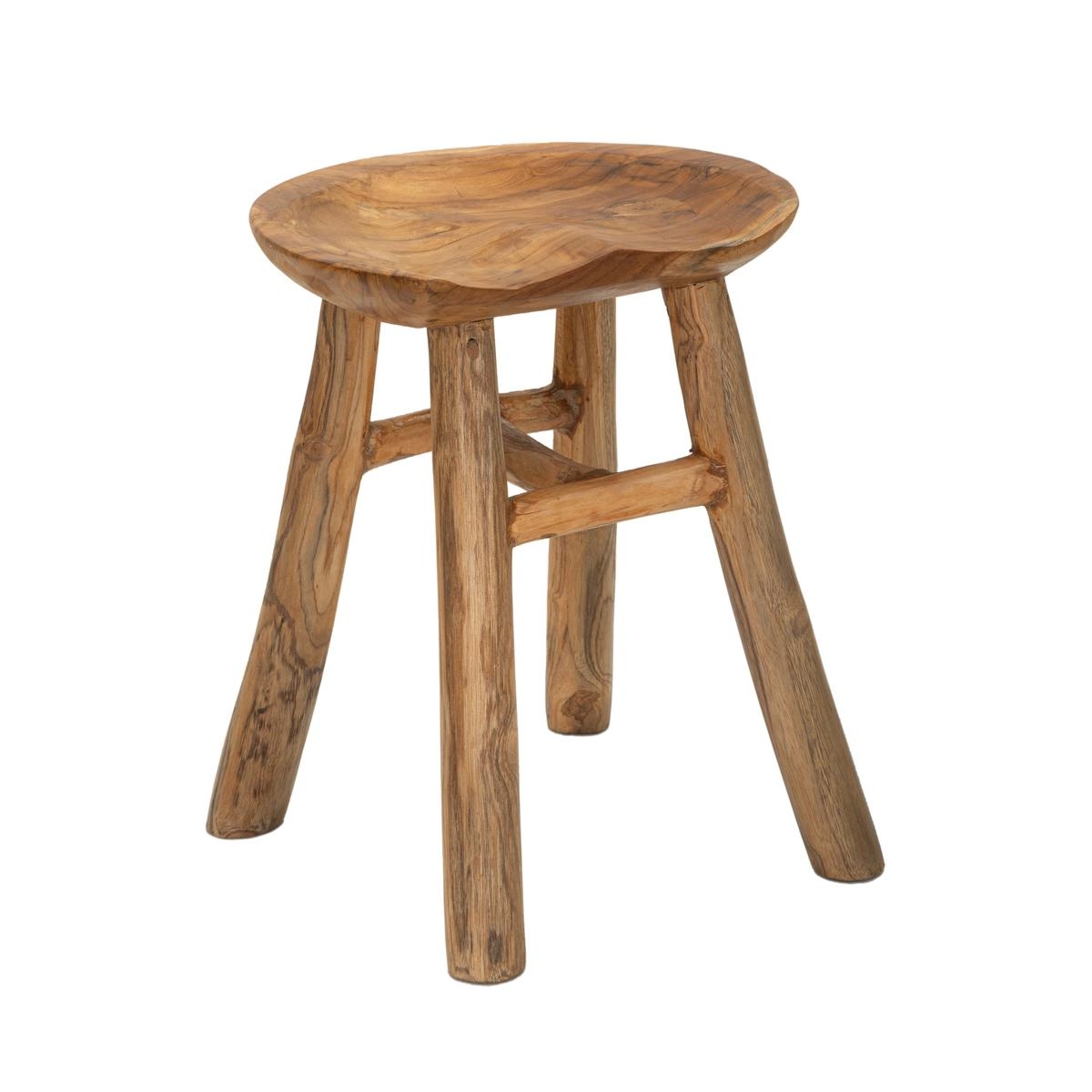 Teakhouten kruk met natuurlijk etnisch design Sel Slim Aanbieding Teakhouten kruk met natuurlijk etnisch design Sel Slim Aanbieding