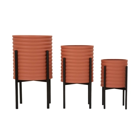 Set van 3 moderne ronde metalen plantenhouders in kleur Milly Tris Aanbieding