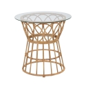 Ronde rattan bijzettafel met glazen blad 50x50cm Panama Circle Aanbieding