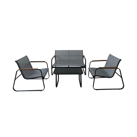 Tuinset 4 zitplaatsen staal tafel met glazen blad Saint Martin Aanbieding