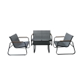 Tuinset 4 zitplaatsen staal tafel met glazen blad Saint Martin Aanbieding