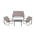 Tuinset 4 zitplaatsen staal met glazen tafelblad kussens Cannes Aanbieding