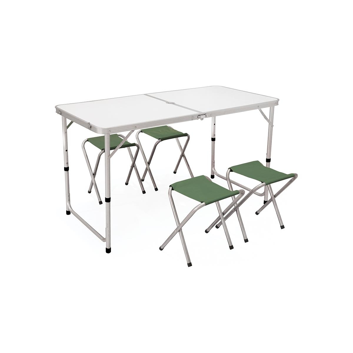 Set klaptafel met 4 opvouwbare krukjes voor kamperen Pic-Quick Aanbieding Set klaptafel met 4 opvouwbare krukjes voor kamperen Pic-Quick Aanbieding