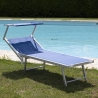 Tuin- en strandligbed in aluminium met zonnescherm Riccione Korting
