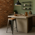 Design kruk van metaal en hout Brush Up in industriële stijl