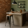Design kruk van metaal en hout Brush Up in industriële stijl