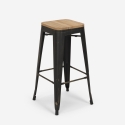Design kruk van metaal en hout Brush Up in industriële stijl