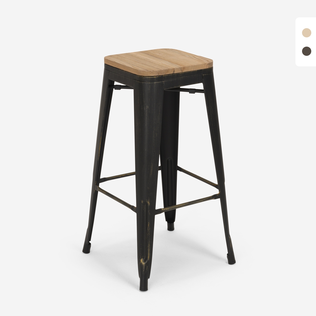 Design kruk van metaal en hout Brush Up in industriële stijl