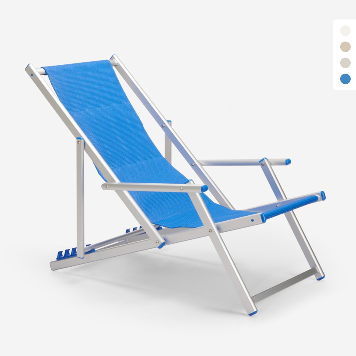 Opvouwbare aluminium ligstoel met armleuningen Riccione Gold Lux Kortingen Opvouwbare aluminium ligstoel met armleuningen Riccione Gold Lux Kortingen