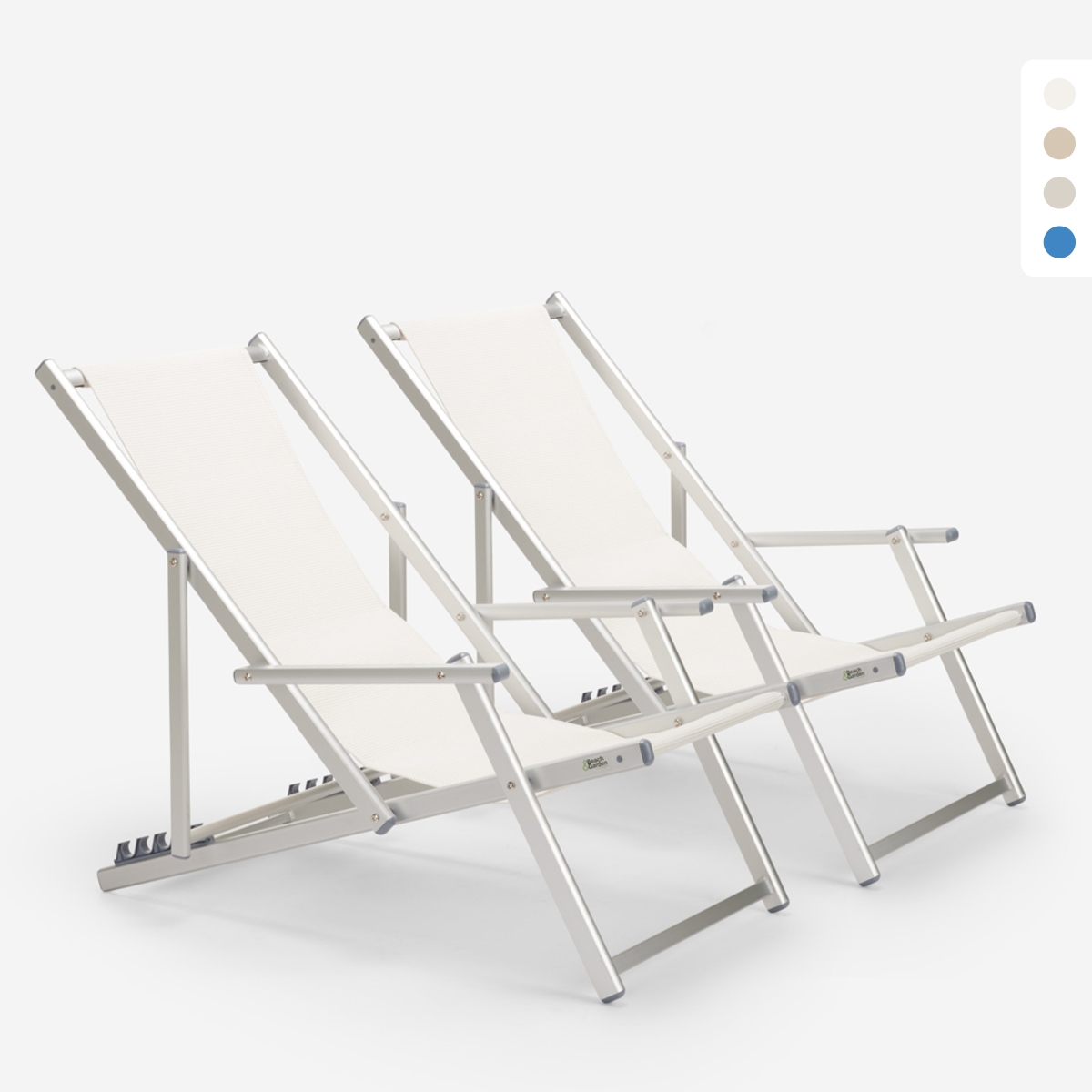 Set van 2 opvouwbare aluminium ligstoelen met armleuningen Riccione Gold Lux Catalogus