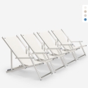 Set van 4 opvouwbare aluminium ligstoelen met armleuningen Riccione Gold Lux Aanbieding