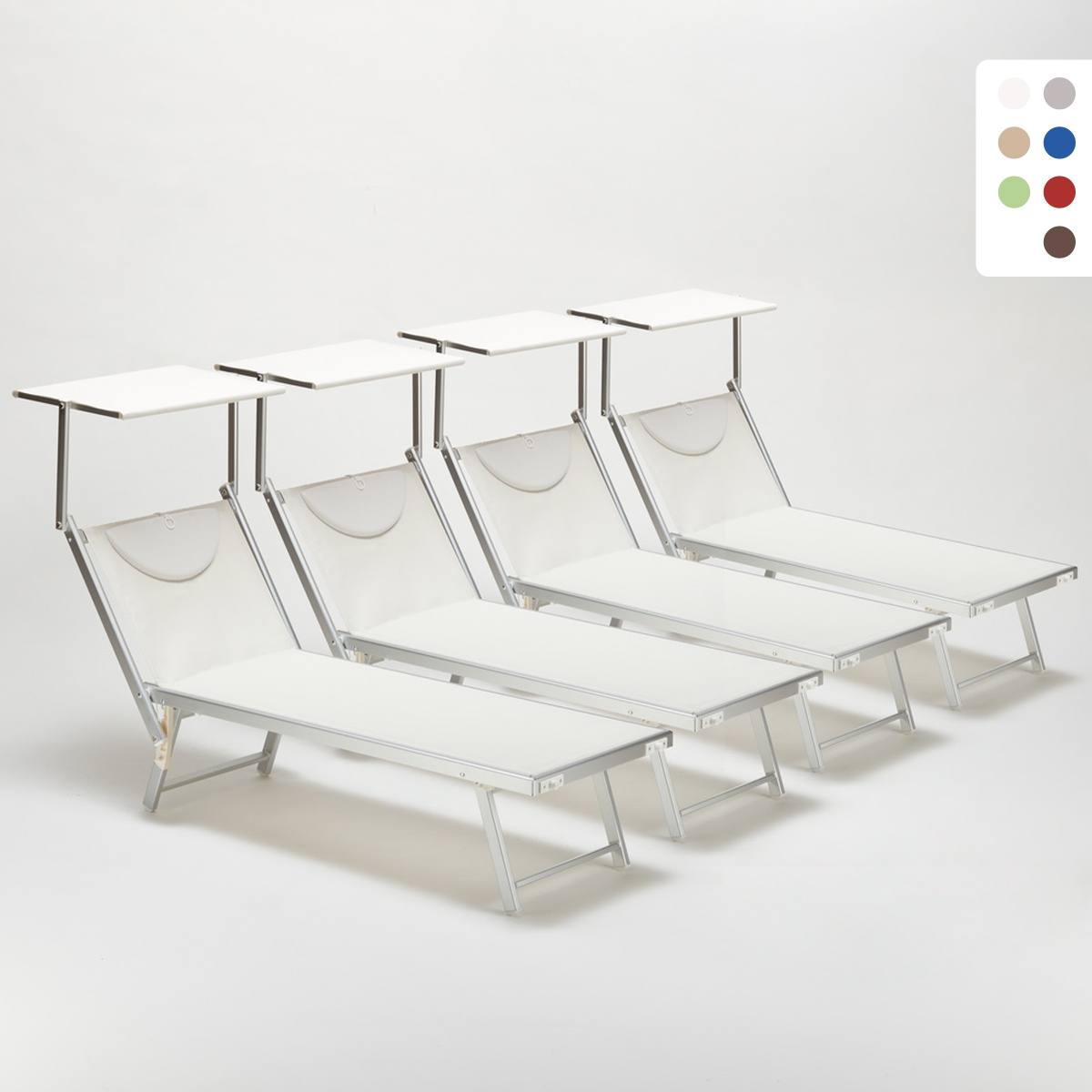 Professionele aluminium ligbedden Santorini voor strand, tuin en zwembad, 4 stuks Aankoop