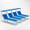 Professionele aluminium ligbedden Santorini voor strand, tuin en zwembad, 4 stuks 