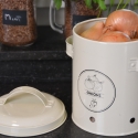 Vintage metalen opbergpot voor uien met deksel Verkoop