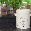 Vintage metalen opbergpot voor uien met deksel Afmetingen