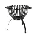Verhoogde metalen vuurschaal voor de tuin, zwart, met handgrepen. Korting