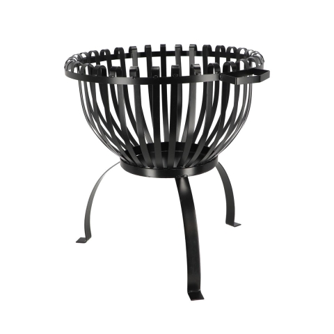 Verhoogde metalen vuurschaal voor de tuin, zwart, met handgrepen. Aanbieding