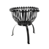 Verhoogde metalen vuurschaal voor de tuin, zwart, met handgrepen. Aanbieding