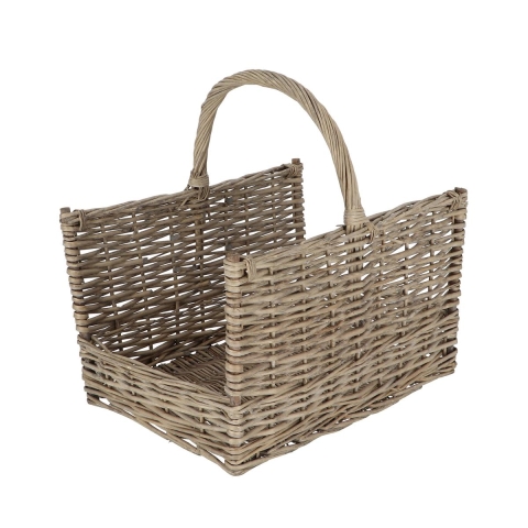Rieten houtmand met handvat 45,8x36x51,5 cm Aanbieding