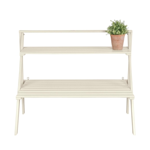 Witte houten plantentrap met 2 schappen Aanbieding