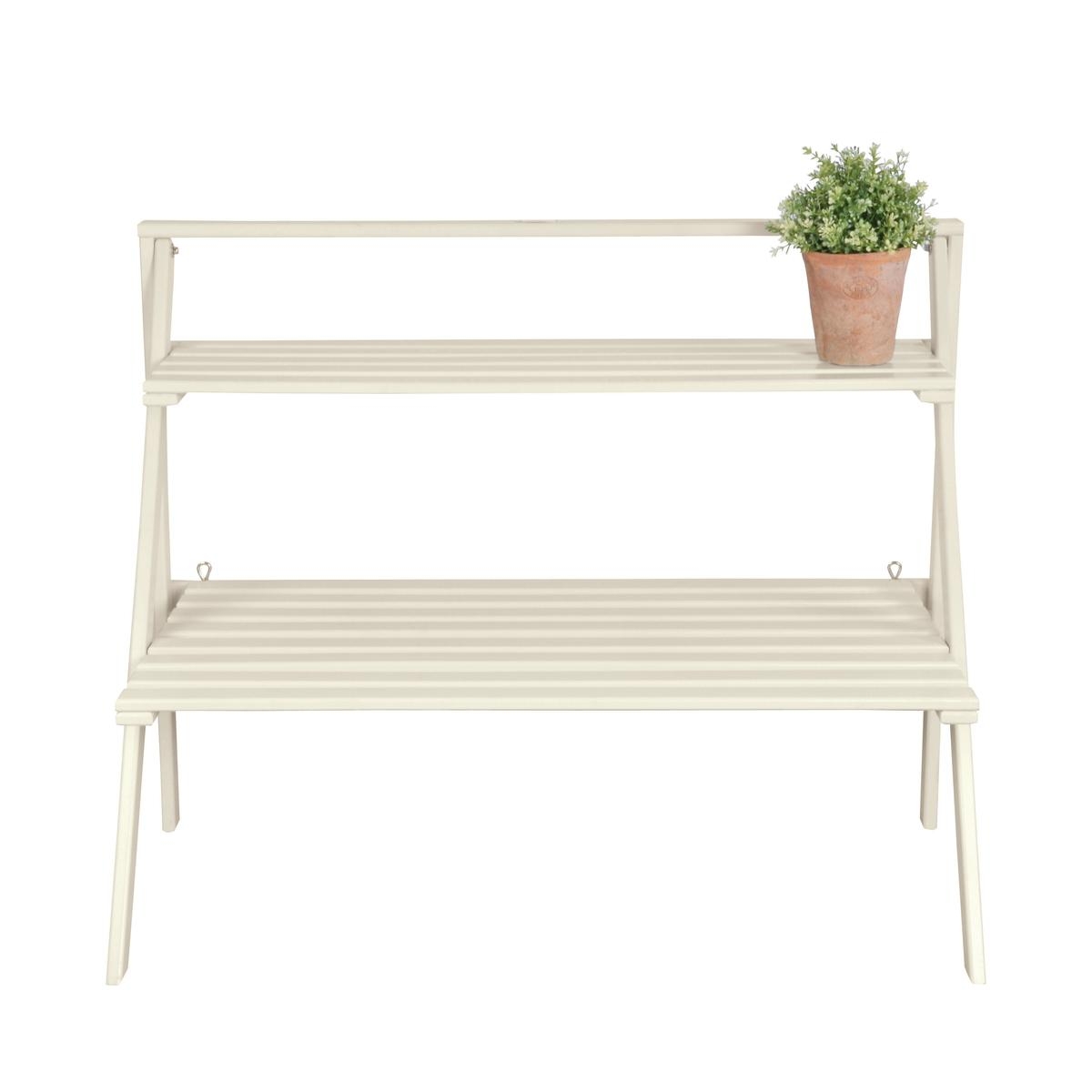 Witte houten plantentrap met 2 schappen Aanbieding