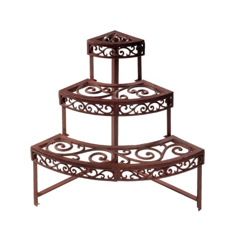 Hoekplank voor in de tuin - Etagère voor plantenpotten - 3 niveaus Aanbieding