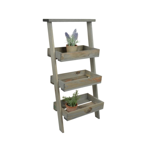 Houten plantenstandaard met 3 niveaus Aanbieding