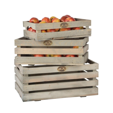 Set van 3 FSC houten kisten voor fruit en groenten Aanbieding