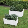 Set van 2 witte rechthoekige houten bloembakken voor tuin en terras Verkoop