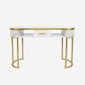 Tafel voor schoonheidsspecialisten van glas, goudkleurig metaal en marmereffect Jess Aanbieding