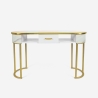 Tafel voor schoonheidsspecialisten van glas, goudkleurig metaal en marmereffect Jess Aanbieding