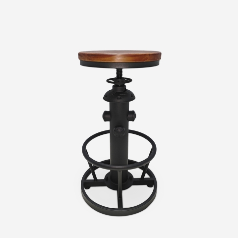 Vintage industriële verstelbare barkruk met voetsteun Ziblo Aanbieding