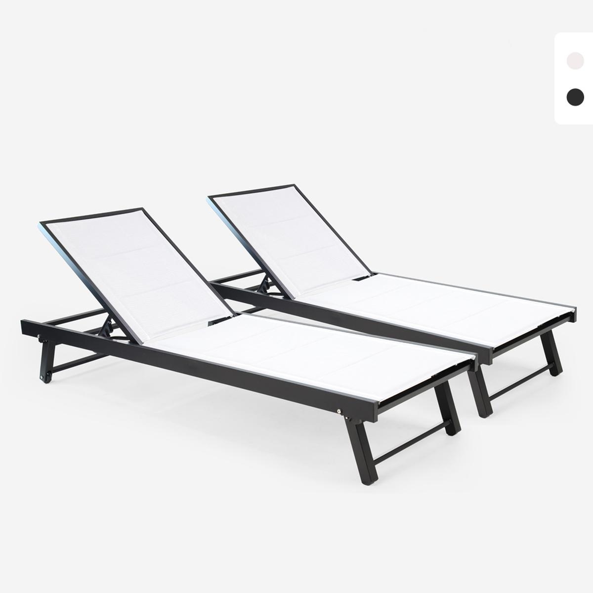 Set van 2 verstelbare aluminium ligstoelen met wielen Rimini Catalogus