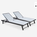 Set van 2 verstelbare aluminium ligstoelen met wielen Rimini Aanbieding