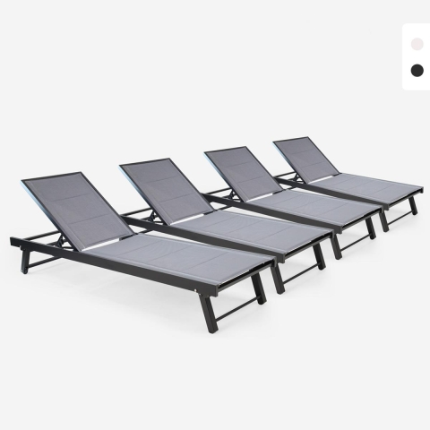Set van 4 aluminium ligbedden met wielen Rimini Aanbieding