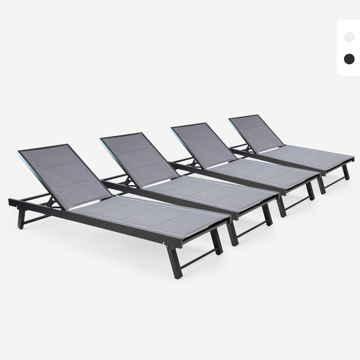 Set van 4 aluminium ligbedden met wielen Rimini Aanbieding