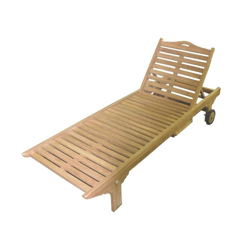 Teakhouten ligbed met wielen en uitschuifbaar tafeltje Carloforte Aanbieding