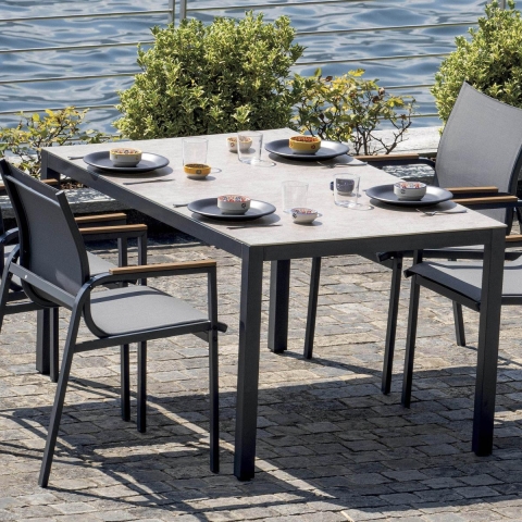Buitenset met glazen tafel en 4 stoelen Tarquinia Aanbieding