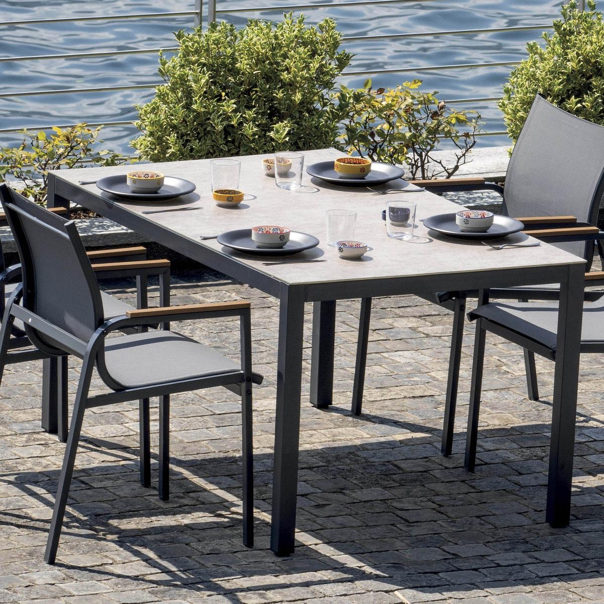 Buitenset met glazen tafel en 4 stoelen Tarquinia Aanbieding Buitenset met glazen tafel en 4 stoelen Tarquinia Aanbieding