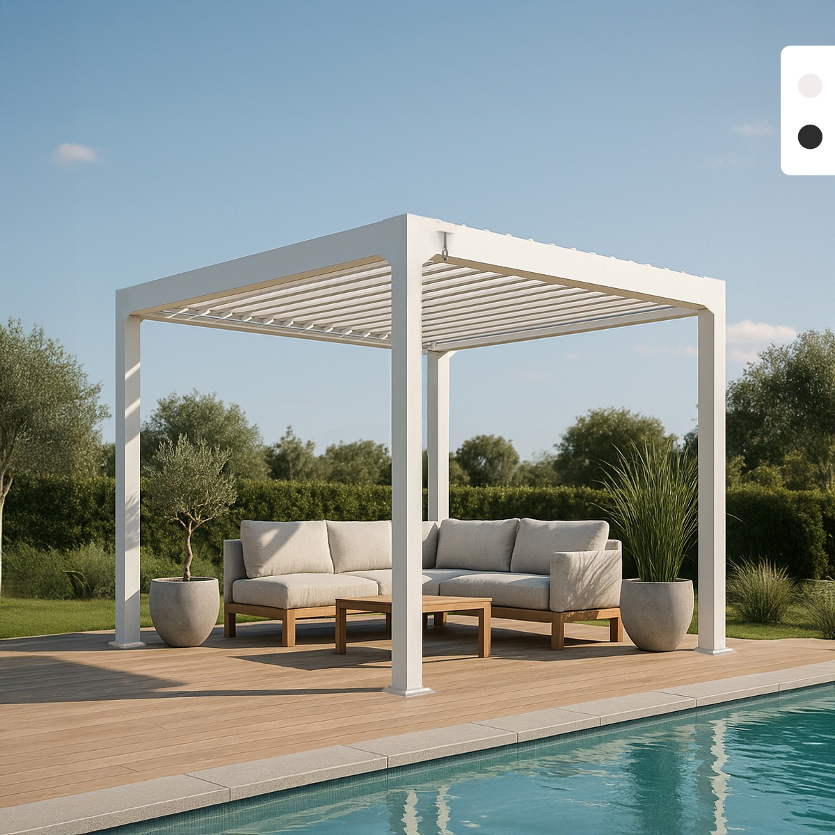 Aluminium tuinpergola 3x3 m met handmatig verstelbare lamellen Guadalupe Aanbieding Aluminium tuinpergola 3x3 m met handmatig verstelbare lamellen Guadalupe Aanbieding