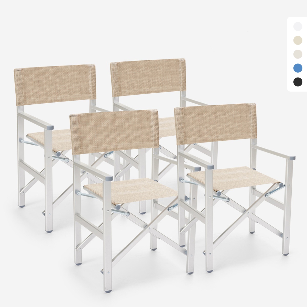 Set van 4 opvouwbare draagbare strandstoelen Regista Gold 
