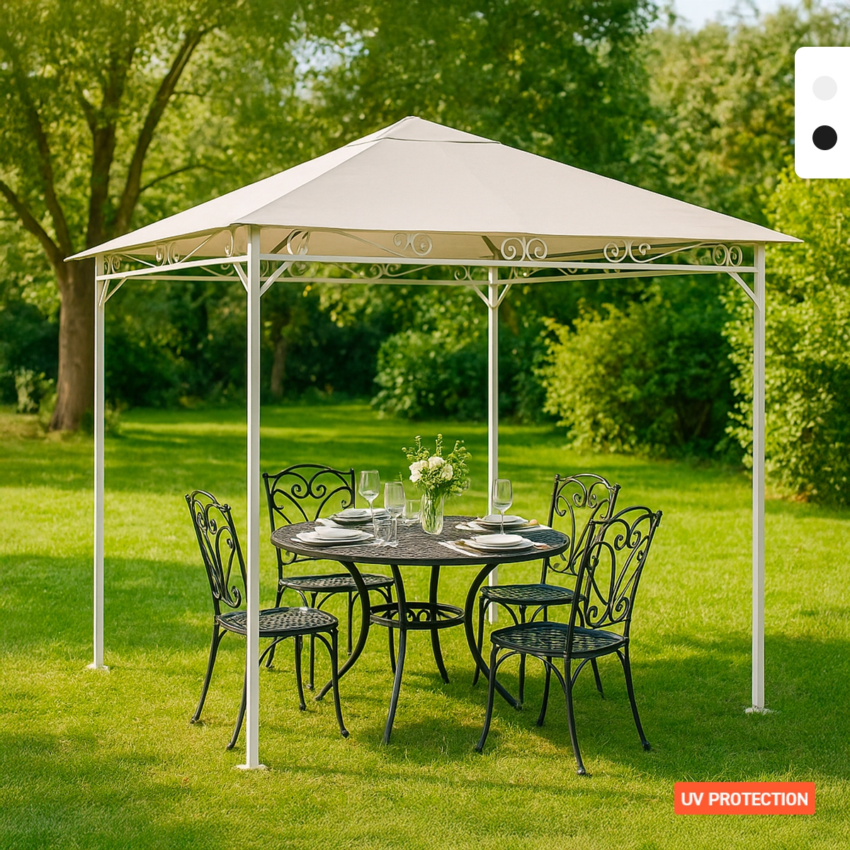 Winddichte en UV-bestendige stalen tuinpaviljoen 3x3 meter Style Aanbieding Winddichte en UV-bestendige stalen tuinpaviljoen 3x3 meter Style Aanbieding