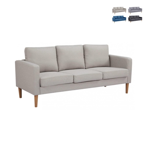 Moderne 3-zitsbank met houtlook poten Ramsey Aanbieding