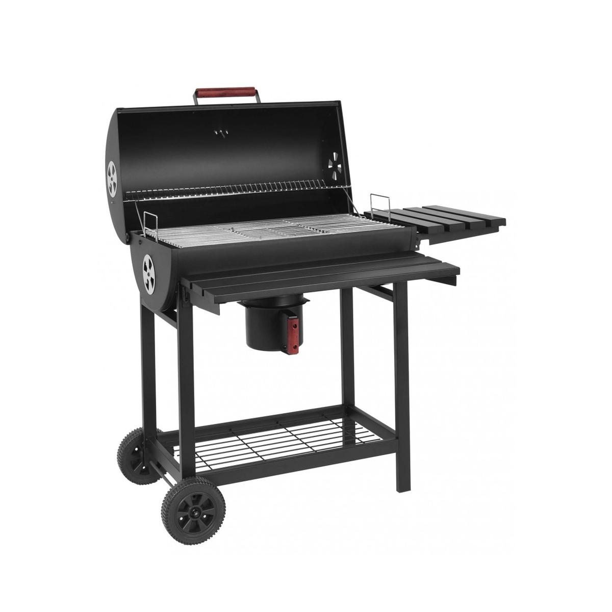 Stalen houtskoolbarbecue met wielen en deksel, 2 roosters, Tennessee Aanbieding Stalen houtskoolbarbecue met wielen en deksel, 2 roosters, Tennessee Aanbieding