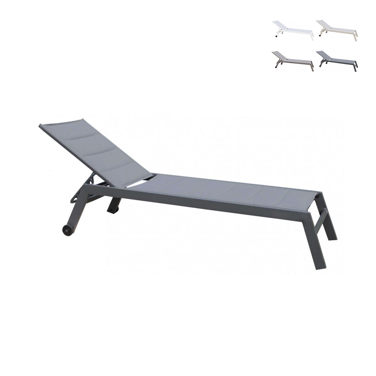Tuinligbed met wielen in aluminium Formentera